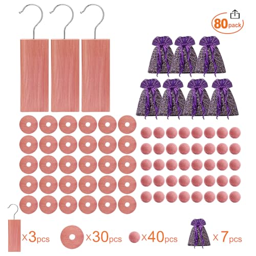 Cedar Space Cedar Blocks for Clothes Storage,80PCS Cedar Chips with Sachets - size: 80 Count (Pack of 1)