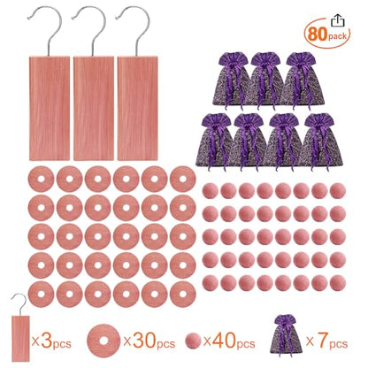 Cedar Space Cedar Blocks for Clothes Storage,80PCS Cedar Chips with Sachets - size: 80 Count (Pack of 1)
