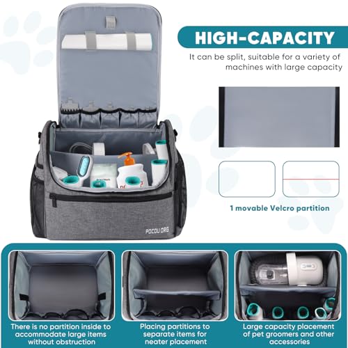 Pet Travel/Grooming Supplies Organizer Carry Bag - Compatible with Oneisall/Neabot Dog Grooming Vacuum, Large Capacity - Bag Only (Gray) - color: Gray