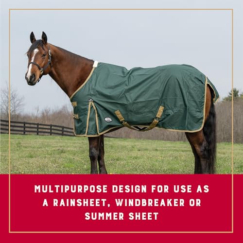 Weaver Equine Turnout Horse Rain Sheet, Waterproof Horse Turnout Sheet with Hole Mesh Lining, Multi-Purpose Protective Equestrian Gear, 81", Green - size: 81"