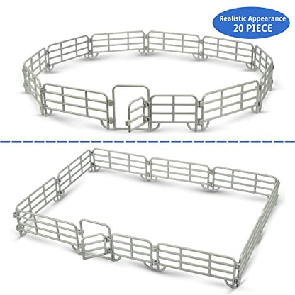 TOYMANY 20PCS Plastic Fence Toys Corral Fencing Panel Accessories Playset - style: Silver(20PCS)