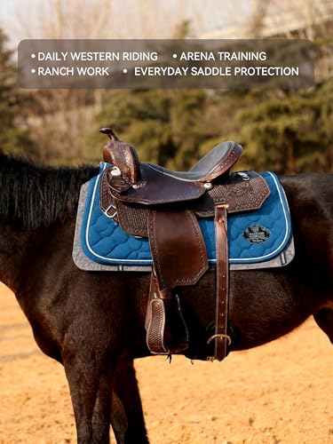 Harrison Howard Western Saddle Pad Liner 5mm/7mm Thin Wool Felt Under Saddle Pad, Shock Absorbing Sweat Barrier, Non Slip - color: Gray, size: 32"Lx32"W-5mm Thick