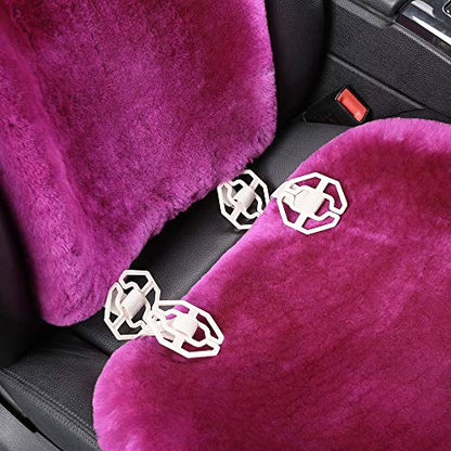 OGLAND Fuzzy Sheepskin Car Seat Cover for Soft Fur Fluffy Auto Wool Cushion - color: Misty Gray