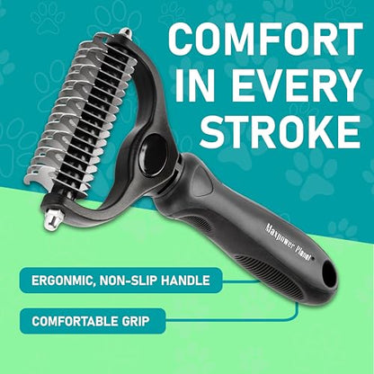 Maxpower Planet Hair Brush - Double Sided Shedding, Dematting Undercoat Rake for Dogs and Cats, Extra Wide Dog Grooming Brush, Reduce Shedding by 95%, Black - color: Black, size: Large