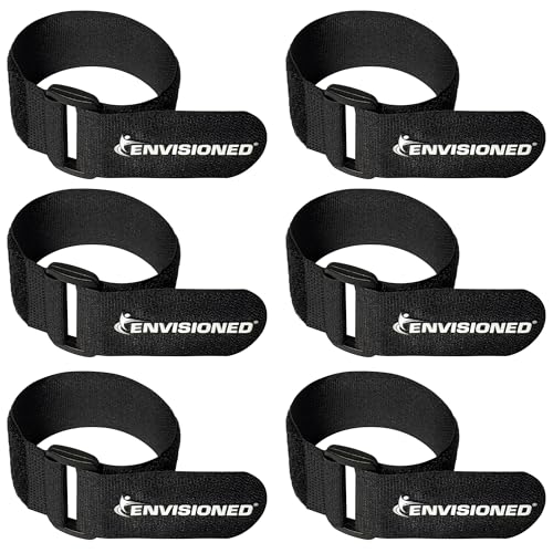 Reusable Cinch Straps 2" x 15" - 6 Pack, Multipurpose Strong Gripping, Quality Hook and Loop Securing Straps (Black) - size: 2" x 15"