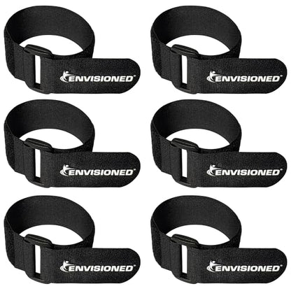 Reusable Cinch Straps 2" x 15" - 6 Pack, Multipurpose Strong Gripping, Quality Hook and Loop Securing Straps (Black) - size: 2" x 15"