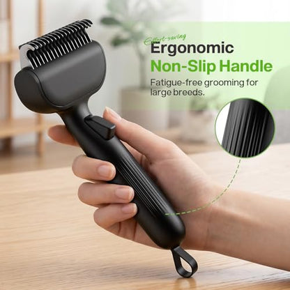 Self-Cleaning Deshedding Dog Cat Brush, Thick Double Coat Undercoat Rake - color: Black