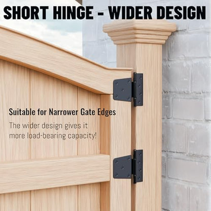 3.5 Inch Heavy Duty Gate Hinges, 2 Pack Extra Thick Black Iron Door Hinges