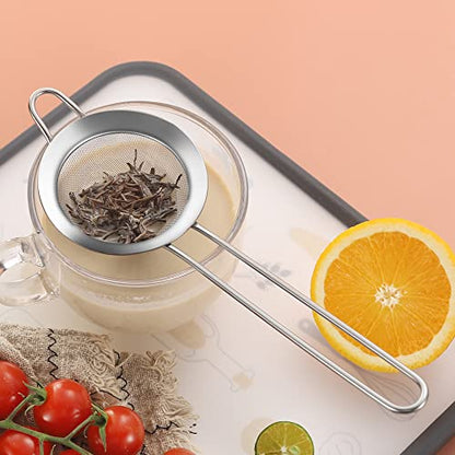 304 Stainless Steel 3.15 inch Fine Mesh Strainers for Kitchen, Colander-Skimmer with Handle, Sieve Sifters for Food, Tea, Rice, Oil, Noodles, Fruits, Vegetable 3inch - size: Small 3 inch