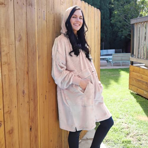 Catalonia Oversized Blanket Hoodie, Wearable Fleece Blanket Sweatshirt - color: Pink / Fleece