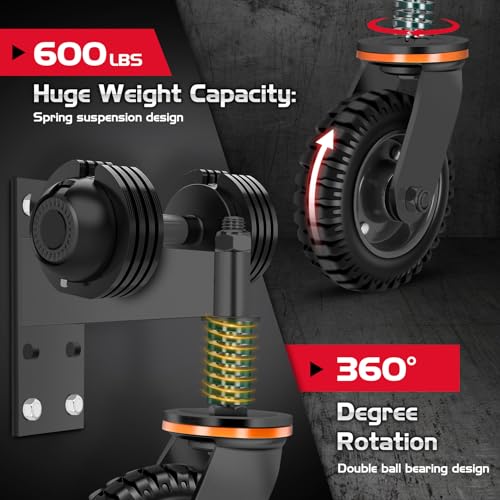 8 Inch Heavy Duty Fence Gate Wheel 600lb Capacity for Metal Tube Gates | 360 Degree Rotation Spring Loaded Caster Includes Screws and Screwdriver Durable Wheel for Smooth Gate Operation (Black) - size: 8INCH BLACK