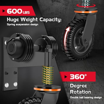 8 Inch Heavy Duty Fence Gate Wheel 600lb Capacity for Metal Tube Gates | 360 Degree Rotation Spring Loaded Caster Includes Screws and Screwdriver Durable Wheel for Smooth Gate Operation (Black) - size: 8INCH BLACK