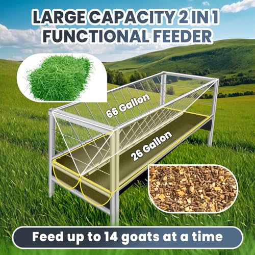 Goat Feeder, 92 Gallon Hay Feeder, Stainless Steel Livestock Hay Feeder, Sheep Feeder Trough for Barn or Outdoor Use, Free Returns! (2026 New) - style: Stainless Steel (2026 New)