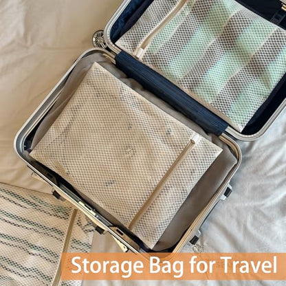 6Pcs Durable Honeycomb Mesh Laundry Bags for Delicates (3L 3M) Beige - color: Beige