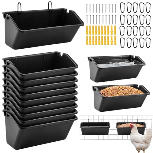 Wenqik 10 Pack Chicken Feeder,5 Quart Hanging Goat Waterer,Black - color: Black