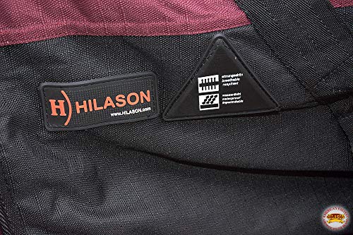 Horse Turnout Blanket Hilason 600D Waterproof Winter Blanket with Belly Wrap 250g Fill Rip-Stop Shell Fleece Wither Lining Wine Black - size: 78 In