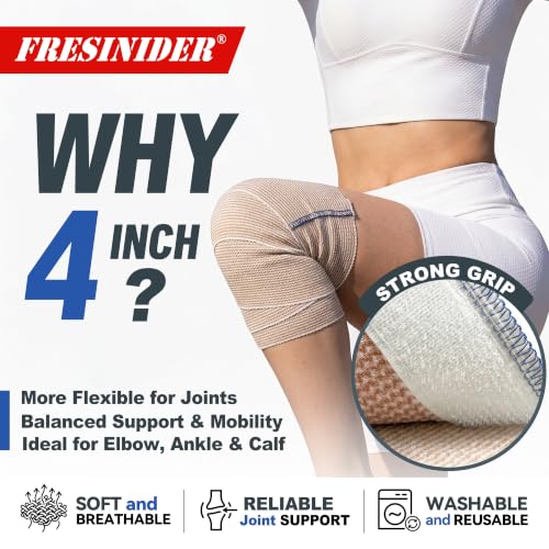 FRESINIDER Premium Elastic Bandage Wrap 4 Inch, 8 Pack, Hook and Loop - color: 8 Pack X 4 Inches