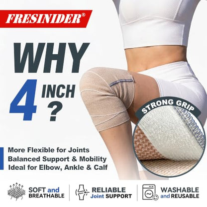 FRESINIDER Premium Elastic Bandage Wrap 4 Inch, 8 Pack, Hook and Loop - color: 8 Pack X 4 Inches