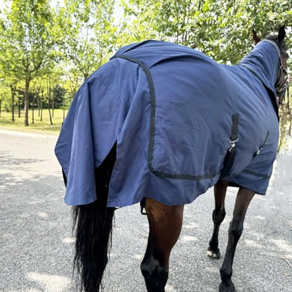 Horse Care Blanket, Turnout Blanket for Horses with Detachable Neck Cover, 1200 D 220g Filling Thicken Medium Weight Horses Rug, Waterproof Blanket for Horse (US 81 in(EU 155cm)) - size: US 81 in(EU 155cm)