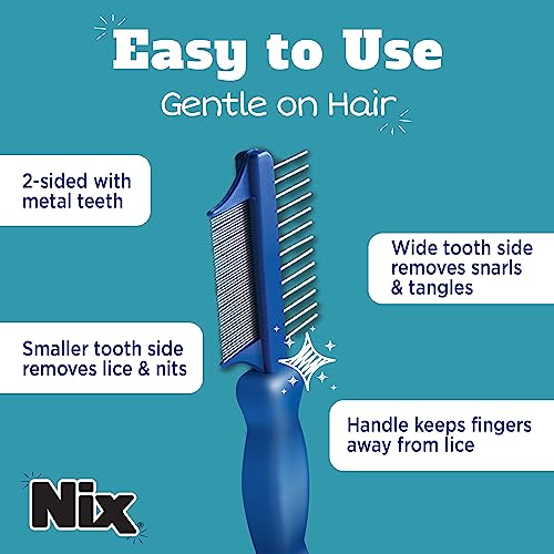 Nix Lice Removal Comb, Dual-Action for Removing Tangles, Lice & Nits - color: Blue