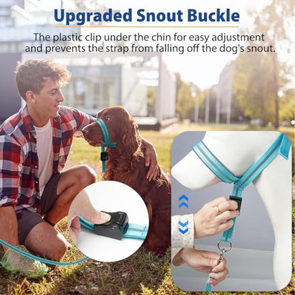 BARKLESS Dog Head Collar, Reflective Head Halter for Small Medium Dogs - size: M (Snout 9-11 '')