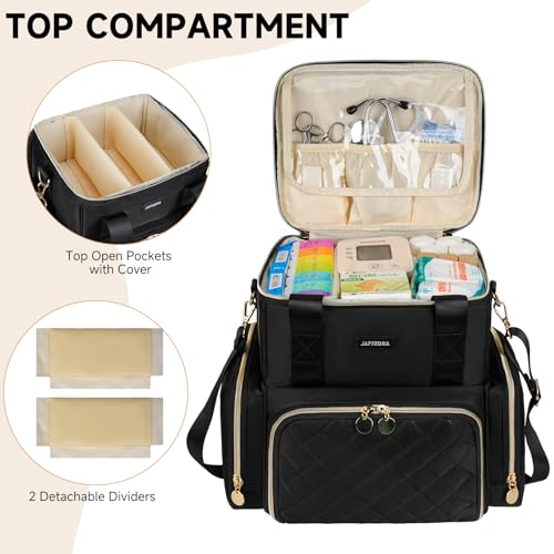 Large Medicine Bag with 3 Removable Cases, Medication Travel Bag with Multiple Storage Sections for Prescription Bottles, Vitamins & Medical Supplies, Black