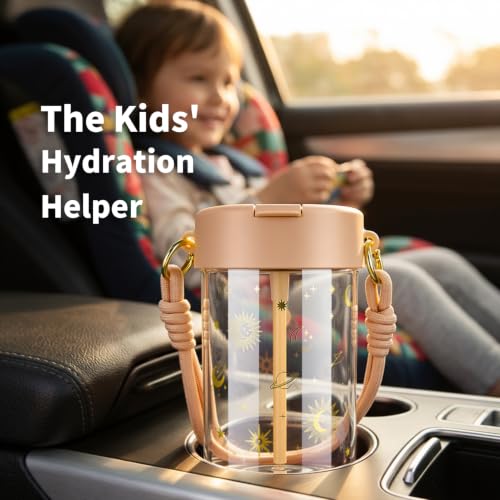 TOPBADE 16oz Tritan Kids Water Bottles - Kids Water Bottle with Straw for School, Sports, Daycare - Leakproof Boys Water Bottle Dishwasher Safe, BPA Free - color: Twinkle Sky
