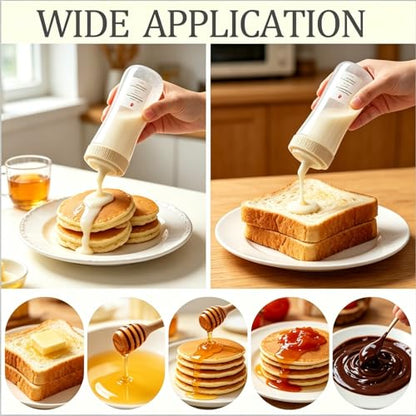 Condensed Milk Container, 12oz/350ml Condensed Milk Dispenser with Lid, Plastic Squeeze Bottle for Coffee, Honey, Ketchup, Salad Dressing, Mustard
