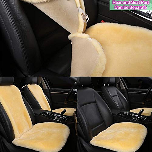 OGLAND Black Fuzzy Sheepskin Car Seat Cover | Soft Natural Fur Wool Cushion - color: Black