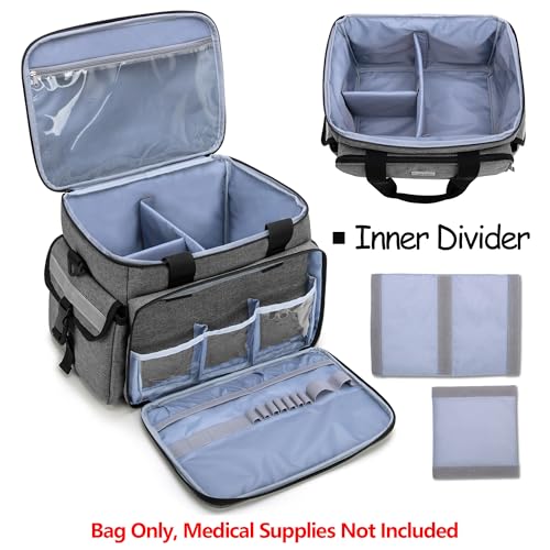 CURMIO Empty First Aid Kits Case for Home Health Care and Trauma Kits, Gray - color: Gray
