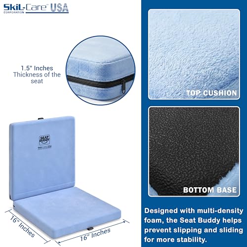 Skil-Care Seat Buddy Cushion, Foldable, 16"x16", Blue Cozy Cloth, 914350 - color: Blue