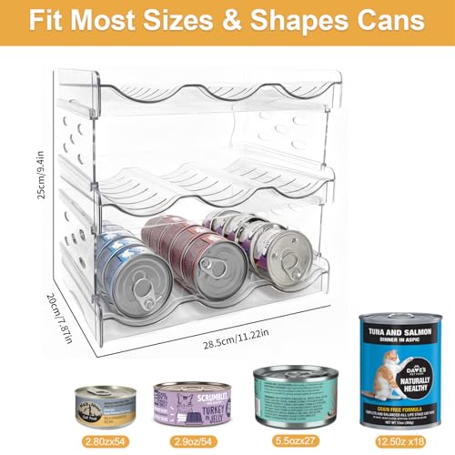 Cat Food Can Organizer 3-Tier Hold 54 Cans 3.5oz Transparent Cat Can Rack - size: 3 Layers