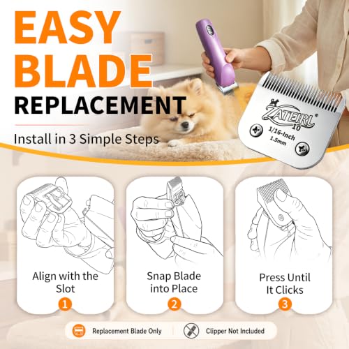 4 Pack Pet Grooming Clipper Blades with Ceramic Cutters, Sizes 10, 7FC, 5FC & 4FC, Silver, Compatible with Andis, Oster A5, Wahl KM10 A5 Style Dog Clippers - color: Silver, size: 10# + 7FC + 5FC + 4FC
