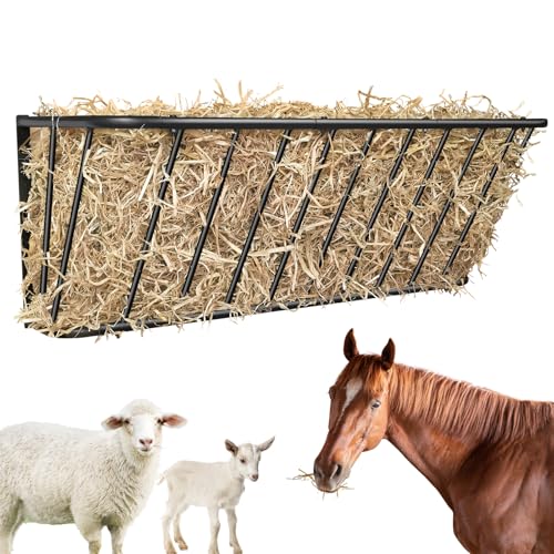 Wall Mount Steel Horse Hay Feeder Rack, 20 Gallon, 35.5 Inch Long | Heavy Duty Steel Wall Mounted Hay Feeder Rack, Goat Hay Feeder Suitable for Horses and Sheep, Perfect for Stable & Farm Use