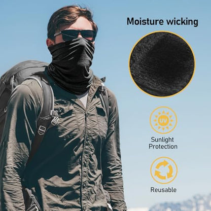 TICONN Neck Gaiter for Men Women, Cooling Bandana Face Mask Cover Gator - color: Heather Black-4pk, style: Quick Dry