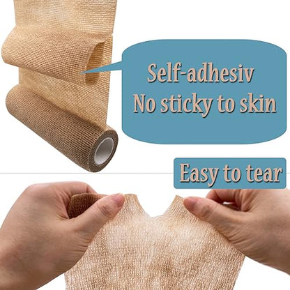 6 inch x 5 Yards 8 Pack Horse Wraps, Self Adhesive Large Bandages Wrap, Self Stick Elastic Athletic Tape, Self Adherent Medical Bandage Wrap, Stretch Cohesive Bandage Wrap