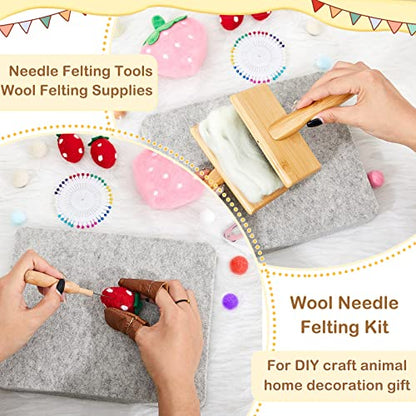 41 Pieces Needle Felting Kit Tools with Hand Wool Carders Needles Felting Pad Mat Supplies for DIY Wool Projects