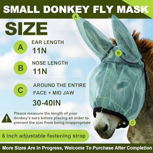 1 Pcs Mini Donkey Fly Mask with Ear Protection, Mint Green - size: Mini Donkey