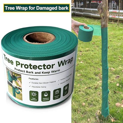 120ft Tree Wrap to Protect Bark, Tree Wrap for Damaged Bark, Tree Trunk Wrap to Keep Plants Warm and Tree Trunk Protectors from Deer and Animal, Durable and Effective, Green - color: 120ft-green