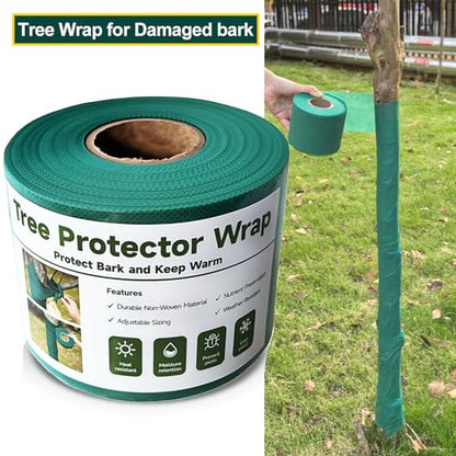 120ft Tree Wrap to Protect Bark, Tree Wrap for Damaged Bark, Tree Trunk Wrap to Keep Plants Warm and Tree Trunk Protectors from Deer and Animal, Durable and Effective, Green - color: 120ft-green