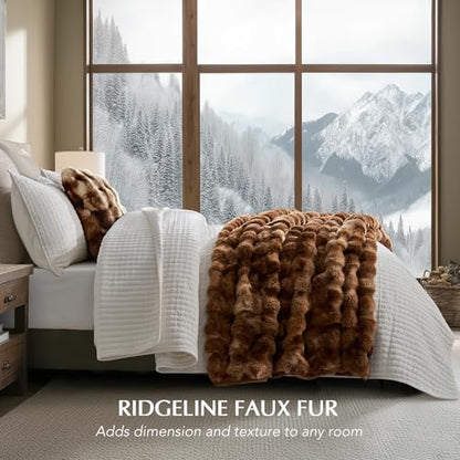 EverGrace Faux Rabbit Fur Bubble Throw Blanket, 50"x60", Lion Caramel - color: Marble Caramel Brown, size: 50"x60"