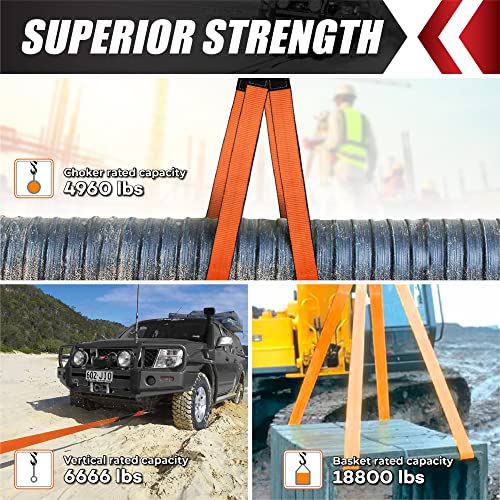 2”x3’ Sturdy Lift Sling Straps, 18800lbs Heavy Duty Lifting Web Sling—2 PCS | Eye-Eye Nylon Strap for Hoist, 2-Ply Polyester Rigging Straps, Tree Saver Recovery Straps Web Sling Winch - size: 2 Pack 2”x3FT