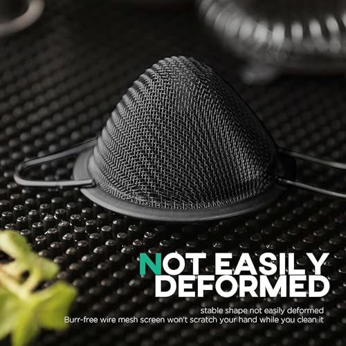 Homestia 2 Pcs Stainless Steel Fine Mesh Strainer, Cocktail Strainer, Black - color: Black, size: 2PCS