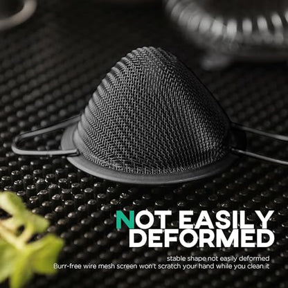 Homestia 2 Pcs Stainless Steel Fine Mesh Strainer, Cocktail Strainer, Black - color: Black, size: 2PCS