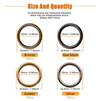 1 inch 25mm Metal Belt Buckle Hardware Assortment Webbing Strap Loops Clasp for Belt Craft DIY Accessories - style: O Rings
