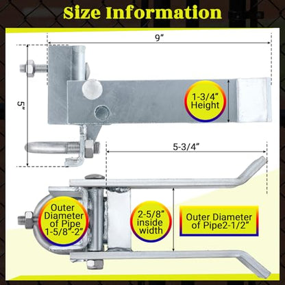 MorningRo 2-1/2 Inch Chain Link Single Gate Latch for 1-5/8" or 2" Gate Frame Chain Link Fence Gate Latch, Heavy Duty Fence Gate Latches, Strong Arm Single GATE Latch for Metal Gate