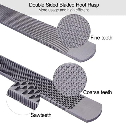14 Inch Hoof Rasp, Horseshoe File with Rubber Handle, Carbon Steel Farrier File Tool, Suitable for Horse/Goat/Cow/Donkey/Animal Hooves