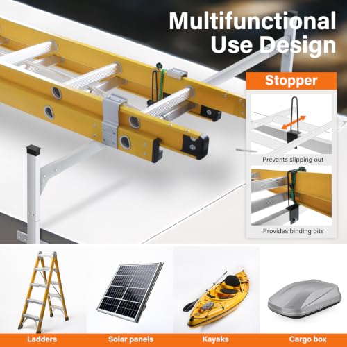 Trailer Ladder Rack Aluminium, Roof Rack for Enclosed Open Trailer - color: Silver