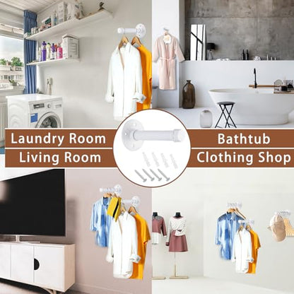 Sumnacon Wall Mounted Clothes Rack for Wardrobe, 2Pcs 5.9 Inch, White - color: White, size: 6 Inch
