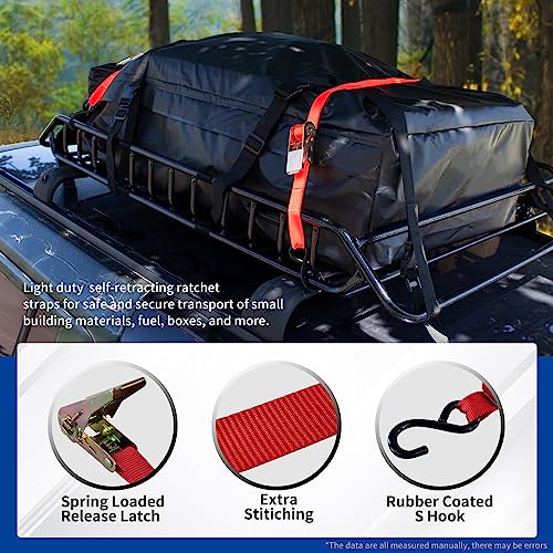 PINGDIR Roof Rack Basket 51" X 36" X 5" Rooftop Rack Cargo Carrier Universal, Waterproof Cargo Bag 44 * 35 * 16", Cargo Net with Attachment Hooks, 2 pcs Ratchet Strap,Roof Pedal - size: 51 inches
